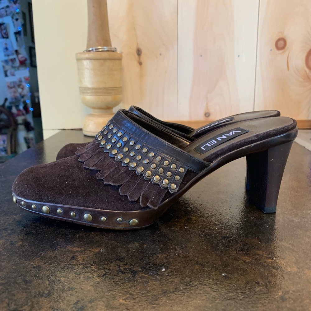 Vaneli Brown Suede Clog